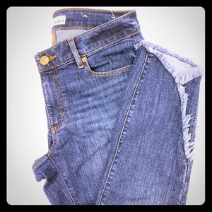 Loft cropped skinny jeans with frayed tulip hems